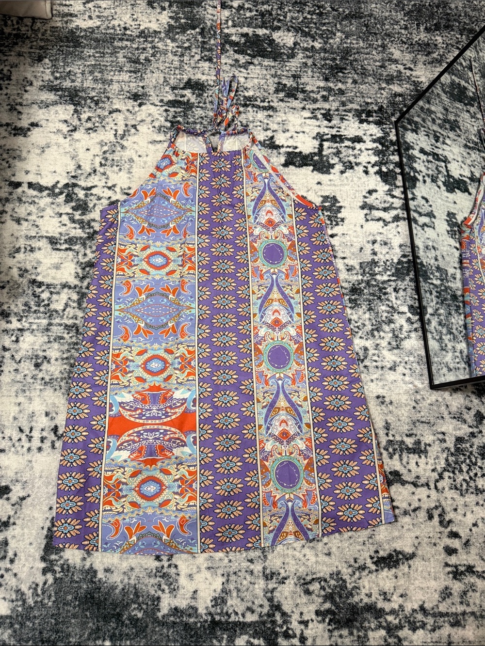 SHEIN Purple Paisley Halter Dress with Multicolor Accents